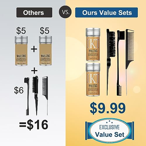 MULAFEE 2 Pack Hair Wax Stick Kit - Effortless Styling for Perfect Hair Every Time