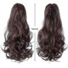 Chestnut Brown Claw Ponytail Extension - 16" Synthetic Curly Hair Piece for Instant Voluminous Wavy Pony Tail