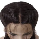Long Double Braids 2# Natural Black Synthetic Braided Lace Front Wig