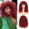 GKtineke Curly Wig: 20 Inch Long Curly Wigs with Bangs for Stunning Daily Looks and Unforgettable Cosplay Adventures in Burgundy