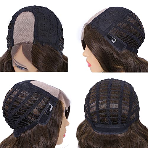 Lady Miranda Mixed Brown Nature Curly Lace Part Wig - Heat Resistant Synthetic Weave for Effortless Elegance and Everyday Glam