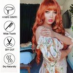 X-TRESS Ginger Wigs: 22-Inch Synthetic Natural Curly Bang Orange Wig for Black Women - Unleash Your Unique Charm