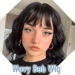 Black Wavy Wig with Bangs - Ideal for Costume Parties and Cosplay Events