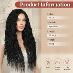 Black Curly Wig - 28" Long Middle Part Wig for Women WIG004, Ideal for Halloween, Cosplay, and Daily Glamour - Black