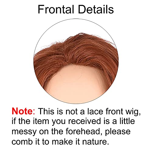 Long Wavy Brown Wig - Natural Heat Resistant Synthetic Ginger Wig for Women, Perfect for Cosplay, Costume, and Halloween Parties