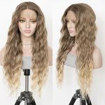 Ash Blonde Synthetic Lace Front Wig - Long Loose Wavy, Glueless with Brown Root Dirty Blonde Highlights - Natural Curly Beauty for Daily and Party Use 🎉💁‍♀️