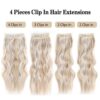 20-Inch Light Blonde Wavy Synthetic Clip-In Hair Extensions - Perfect for Daily Glam or Special Occasions