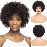 Afro Bomb Curly Wig with Bangs - 8 Inch Natural Brown