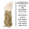 Ash Blonde-Khaki Hat with 20inch Removable Hair Extensions - Stay Cozy and Stylish with the Slouchy Cable Knit Beanie Wig for Women