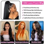 26 Inch Straight Lace Front Wigs Human Hair - HD 13x4 Transparent Lace, 180 Density, Pre-Plucked, Glueless, Unprocessed Brazilian Virgin Remy Wig for Women