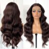 MITIMES 13x4 Brown HD Glueless Synthetic Lace Front Wig - Ready to Wear 24inch Long Body Wave Synthetic Lace Front Wigs For Black Women