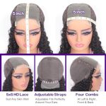 Omswet 5x5 HD Lace Closure Wig - Deep Wave BOB Human Hair for Effortless Elegance