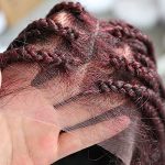 Full Soft Lace Front Box Braided Cornrow Wig - Synthetic Hand Braided Ombre Dark Brown Wig for Women
