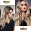 Blonde Hair Extensions - 3pcs Synthetic Full Head Invisible Wavy Clip Extensions 260g (Ash Blonde mixed Bleach Blonde)