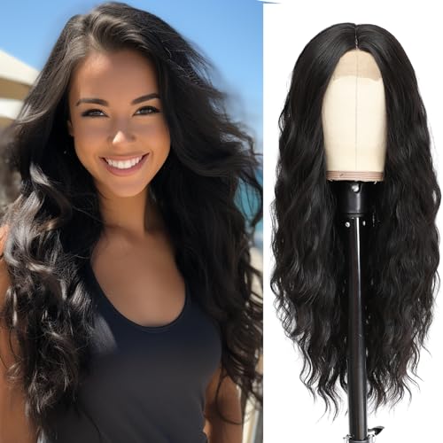 Synthetic Lace Front Wig 26 Inch, Long Black Wig for Women