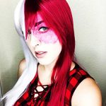 Long Straight Anime Cosplay Wig for Women Red White Synthetic Halloween Hair Wig