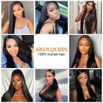 AIGOLQUEEN's 26-Inch Straight Lace Front Wig - 13x4 HD Transparent Lace, Pre-Plucked, 180% Density, Natural Black Beauty!