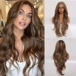 Transform Your Look with Allbell Long Wavy Synthetic Lace Front Wigs: Unleash Confidence with Brown Hair & Blonde Highlights