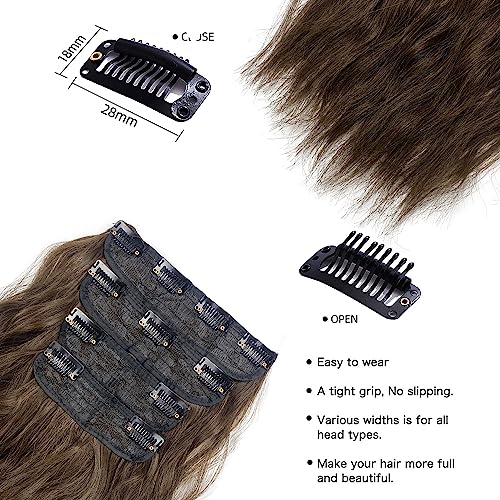 Long Wavy Chestnut Brown Clip-In Hair Extensions - 4PCS for Instant Volume and Length (20 inches)