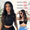 Stamped Glorious Long Wavy Clip in Hair Extensions - 4pcs Synthetic Hairpieces for Effortless and Damage-Free Hair Enhancement (3-Dark Brown, 20 inches)