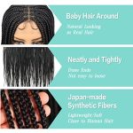 Humistwbiu Double Lace Front Box Braid Wig - Japan-made 36 Inch Knotless Braided Wig with Baby Hair (Color 1B)