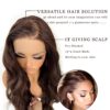 MITIMES 13x4 Brown HD Glueless Synthetic Lace Front Wig - Ready to Wear 24inch Long Body Wave Synthetic Lace Front Wigs For Black Women