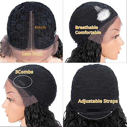 Style Icon Dark Brown Wig - Shoulder Length Ombre Lace Wig with Curly Waves, Middle Part Lace Front Synthetic Wig (13 Inches, 4) - Natural Beauty for Every Occasion 🌈💁‍♀️