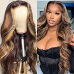 22 Inch Highlight Ombre Lace Front Wig - Honey Blonde Body Wave HD Transparent Wig with 180% Density for Effortless Glam