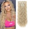 Natural Ash Blonde Magic: LONAI 6PCS Curly 24" Clip