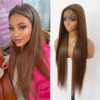 30-Inch Brown Straight Synthetic Lace Front Wig