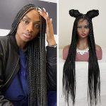 Sangtok 36 Inch Knotless Box Braids Lace Wig - Natural Elegance with Full Lace Embroidery