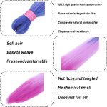 Hair for Braiding 26Inch Ombre Braiding Hair 6 Packs/Lot Purple Braiding Hair High Temperature Synthetic Fiber Colored Hair Extensions(Blue/light purple/purple)