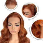 3x6 HD Glueless Lace Frontal Wigs Pre-Plucked - Effortless Style with 200 Density Ginger Similar Human Hair Synthetic