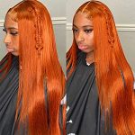 30 Inch Ginger Orange Lace Front Wig - Straight 13x4 HD Lace Frontal Human Hair, Pre-Plucked with Baby Hair, 180% Density Colored Wig 🌟🧡