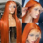 30 Inch Ginger Orange Lace Front Wig - Straight 13x4 HD Lace Frontal Human Hair, Pre-Plucked with Baby Hair, 180% Density Colored Wig 🌟🧡