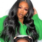 Discover Elegance with Our Long Wavy Black Lace Front Wig - Unveiling the Allure of HD Lace, 13x4x1 Middle Part, and Heat Resistance (24 Inch, 1B)