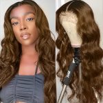Slinsmei 24-Inch Ombre Brown Body Wave Lace Front Wig: Realistic, Convenient, and Stylish