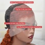 Ginger Curly Bob Wig Human Hair 13x4 Lace Front Wigs 180% Density - Orange Ginger Short Curly Bob Wigs (10 Inch)