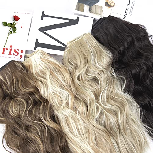 Hair Game with 4Pcs Clip-In Hair Extensions - Effortless Volume and Length in Chocolate Brown Mixed Honey Blonde
