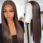 COCOFANS Silky Straight Dark Brown Lace Front Wig - Long Glamour for Women, Versatile Styling with Middle Part, Heat Resistant Natural Hairline Wig