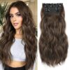 Long Wavy Clip-in Synthetic Hair Extension - Chestnut Brown 4pc Thick Hairpieces for Luxurious and Natural 20-inch Hair Extensions (8/10)