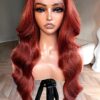 24-inch Reddish Brown Glueless Lace Front Wig - Human Hair Feel, Ready to Wear for Effortless Beauty 🌟🔥