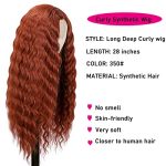 28-Inch Synthetic Curly Wig - Middle Part Long Deep Wave Wig in Curly Black, 4" Fake Scalp, Natural Crimps, Perfect for Daily and Party Use - Wig 350#