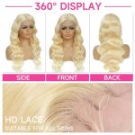Blonde Bombshell Bliss: 613 Lace Front Wig - HD Transparent Lace, 180% Density, 24 Inch Body Wave for Effortless Glam