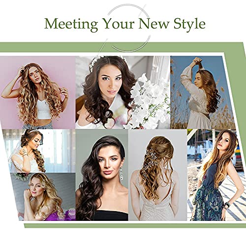 Curly Wave Clip-In Hair Extensions - 5-Piece Set for Cheap Full Head Volume, 18" Synthetic Length - Natural Blonde Transformation