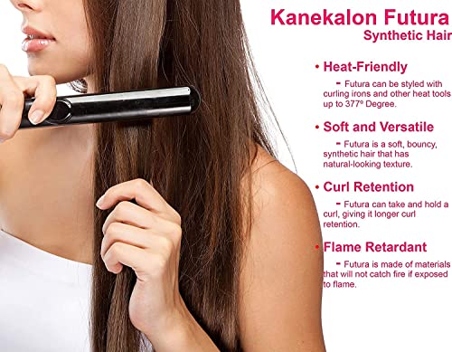 Onedor 20Inch Kanekalon Futura Synthetic Hair Wavy Lace Front Long Wigs