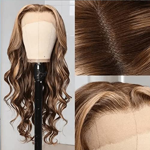 Radiant Honey Blonde Elegance: UNICE 4x4 Lace Closure Body Wave Wig with Highlight Brown Frontal - Effortless Glamour, Natural Beauty