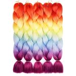 Vibrant Rainbow Ombre Braiding Hair - 5Pcs Set for Bold and Colorful Twists