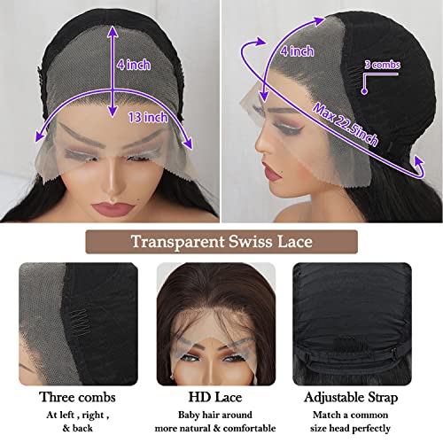 OKU 13x4 Brown Lace Front Wigs - Achieve Effortless Glamour with 32 Inch Long Straight Wigs, Free Parting and HD Transparent Lace for Women and Girls