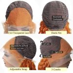 20 Inch Ginger Curly Lace Front Wig Human Hair - Summer-Ready 13X4 Ginger Orange Wet and Wavy Lace Front Wig with 180 Density